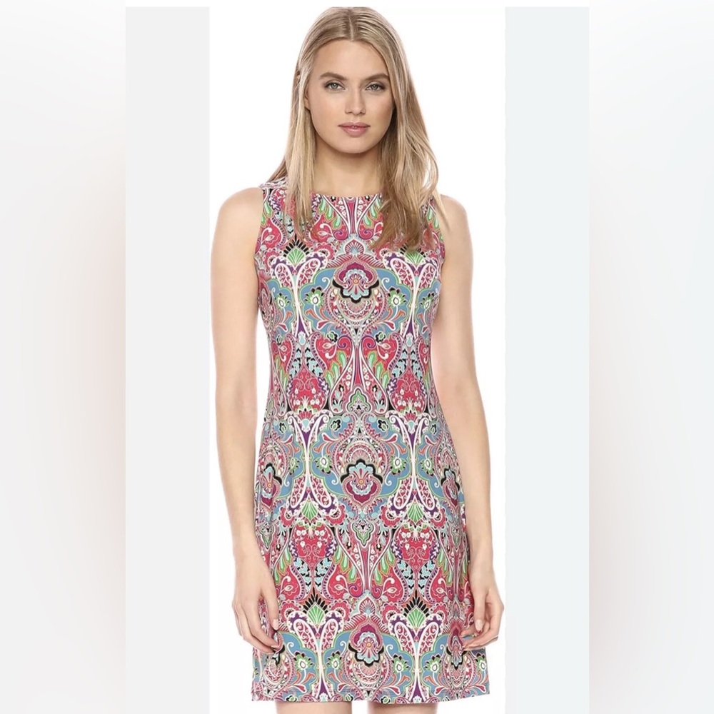 Tommy Hilfiger Multicolor Paisley Sleeveless Shift Dress Size 16 - Picture 6 of 9